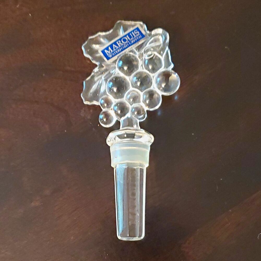 Marquis by Waterford Clear Glass Bottle Stopper Grapes Reusable 4 in